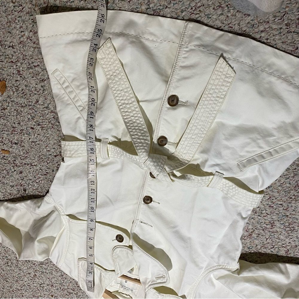 Levi’s Off White Button Front Waist Tie Denim Jacket Coat Womens Size Medium - Picture 6 of 6